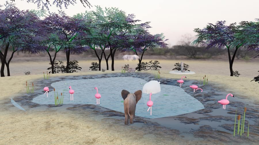Elephants at a waterhole